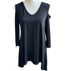 CLARA SUN WOO Top Womens S Black Cold Shoulder Tunic Casual Dressy Whimsygoth